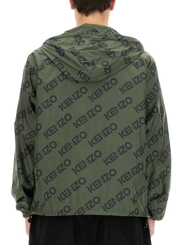 Allover Logo Hoodie Anorak Green - KENZO - BALAAN 4