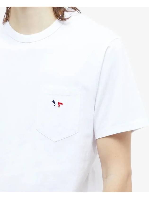 Tricolor Fox Patch Classic Pocket Short Sleeve T-Shirt White - MAISON KITSUNE - BALAAN 4