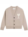 De Coeur Logo Wool Cardigan Light Beige - AMI - BALAAN 2