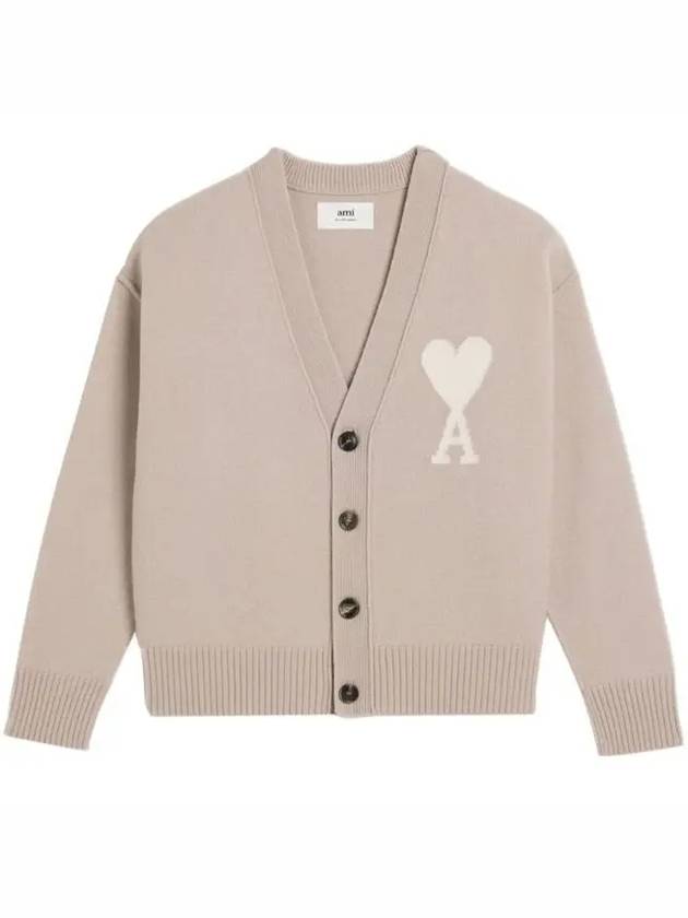 De Coeur Logo Wool Cardigan Light Beige - AMI - BALAAN 2