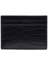 Monogram Logo Crocodile Card Wallet Black - SAINT LAURENT - BALAAN 5