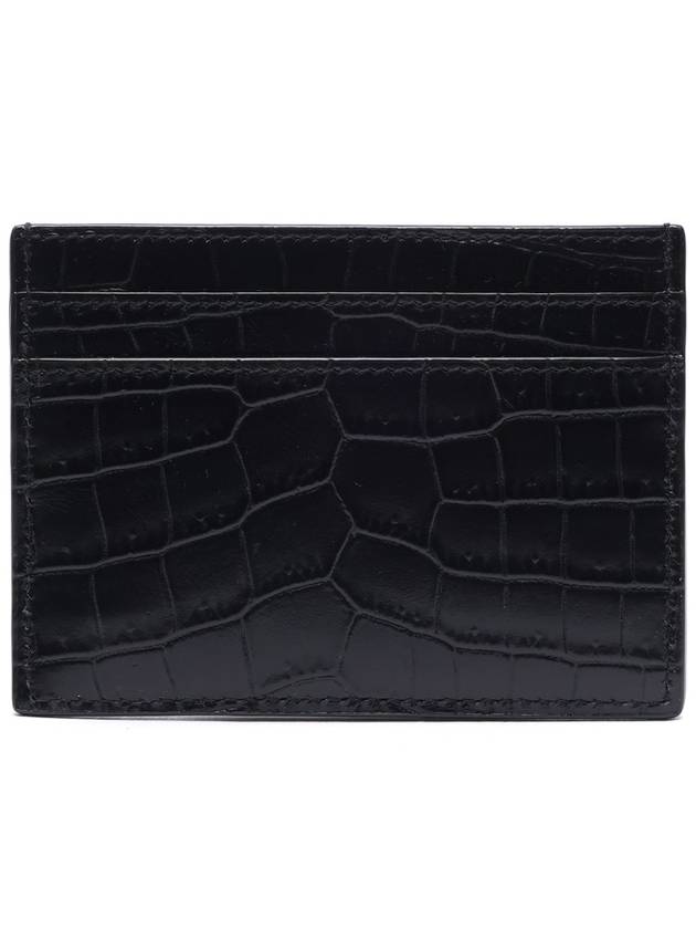 Monogram Logo Crocodile Card Wallet Black - SAINT LAURENT - BALAAN 5