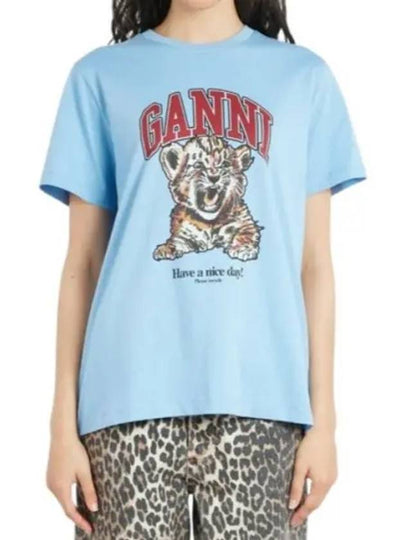 Basic Tigo Relax Jersey Short Sleeve T-Shirt Blue - GANNI - BALAAN 2