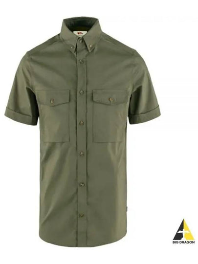 Men's OVIK Air Stretch Short Sleeve Shirt Laurel Green - FJALL RAVEN - BALAAN 2