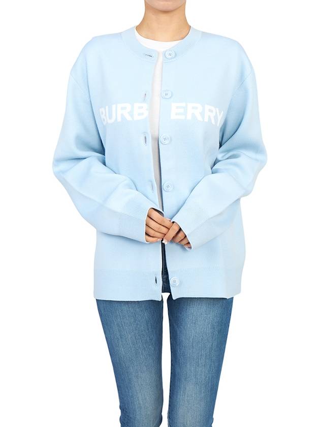 Women's Logo Cardigan Blue - BURBERRY - BALAAN 9