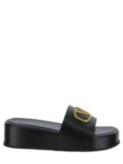 Women's V Logo Platform Slippers Black - VALENTINO - BALAAN 2