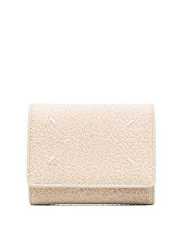 Zip Compact Tri-Fold Half Wallet Beige - MAISON MARGIELA - BALAAN 1