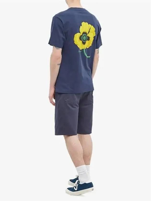 Flower Print Logo Short Sleeve T-Shirt Navy - KENZO - BALAAN 5