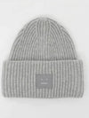 Face Patch Ribbed Wool Beanie Grey - ACNE STUDIOS - BALAAN 4