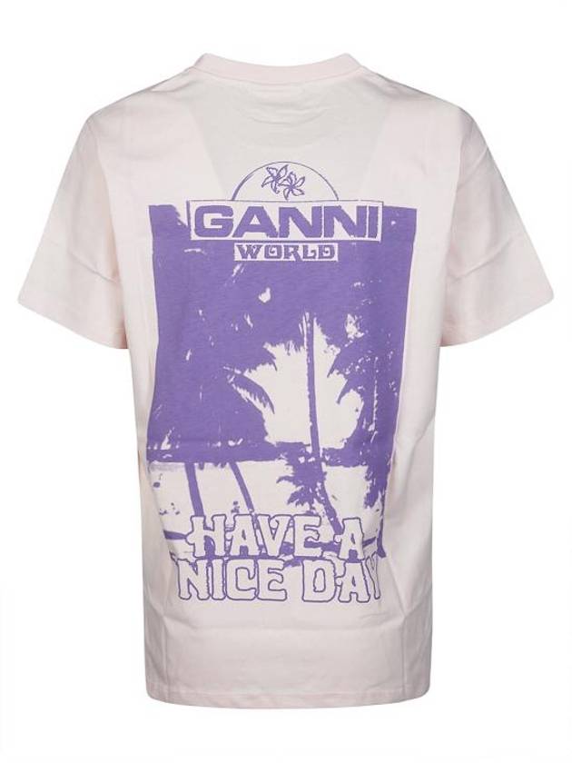 Basic Palm Tree Relaxed Short Sleeve T-Shirt Lotus - GANNI - BALAAN 3