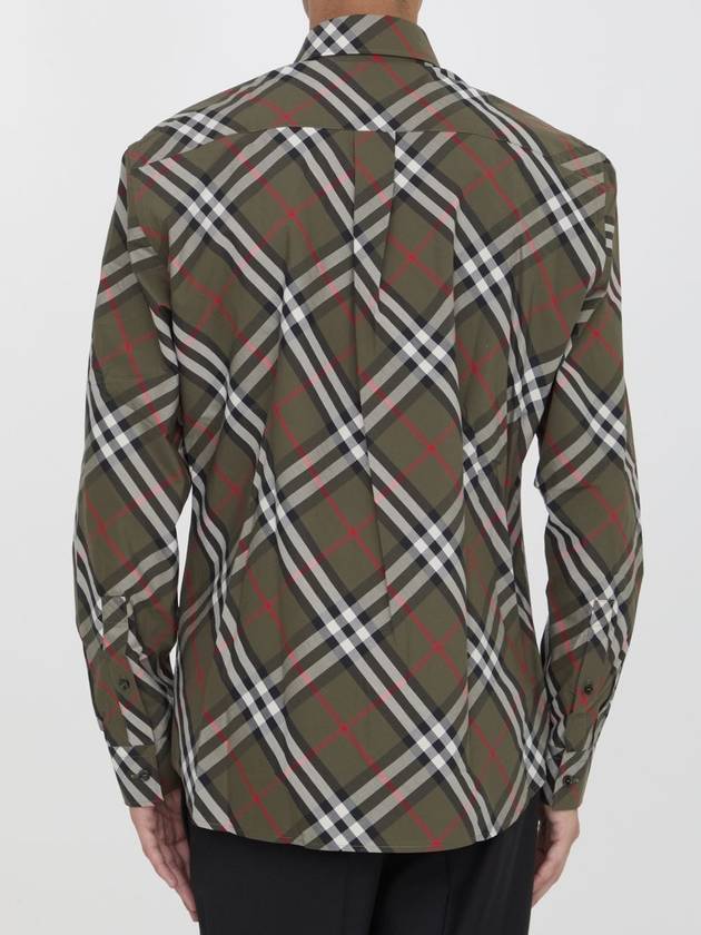 Check Cotton Long Sleeve Shirt Green - BURBERRY - BALAAN 5