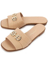 Gancini Leather Slippers Beige - SALVATORE FERRAGAMO - BALAAN 2