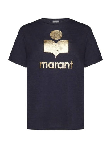 Zwell Logo Print Short Sleeve T-Shirt Navy - ISABEL MARANT - BALAAN 1