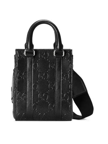 GG embossed mini tote bag black - GUCCI - BALAAN 1