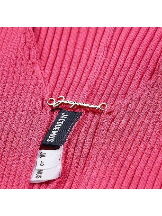 La Maille Pralu Micro Charm Logo Cardigan Pink - JACQUEMUS - BALAAN 11