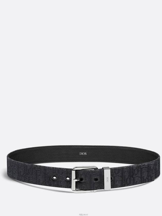 Logo Jacquard Leather Belt Black - DIOR - BALAAN 2