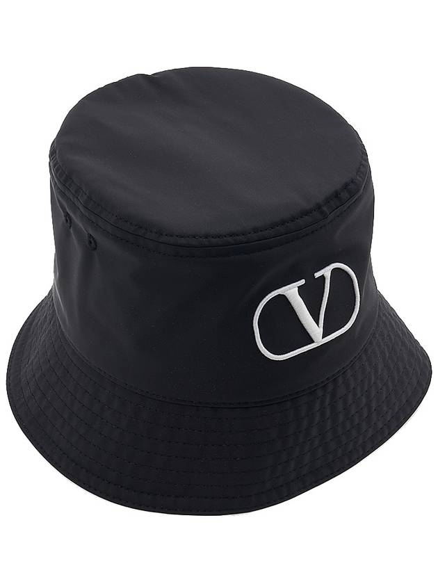 Signature V Logo Bucket Hat Black - VALENTINO - BALAAN 5