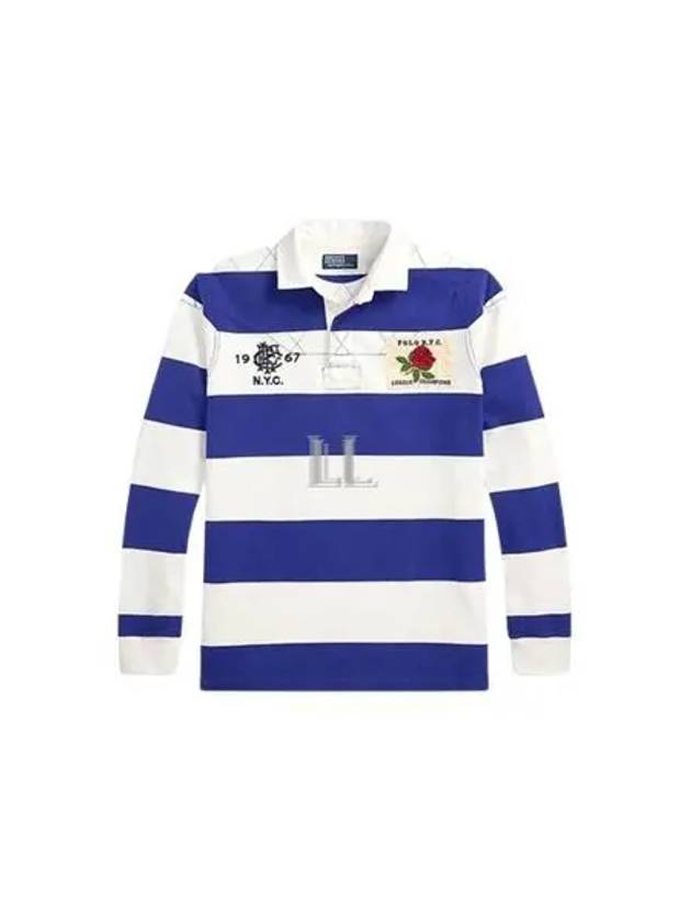 Classic Fit Striped Jersey Polo Shirt Blue White - POLO RALPH LAUREN - BALAAN 2