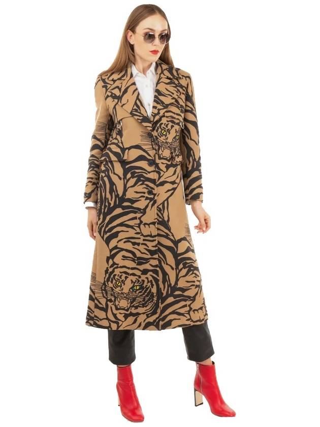 Angora wool size S Tiger 1967 collection tiger motif tiger design women's trench coat - VALENTINO - BALAAN 1