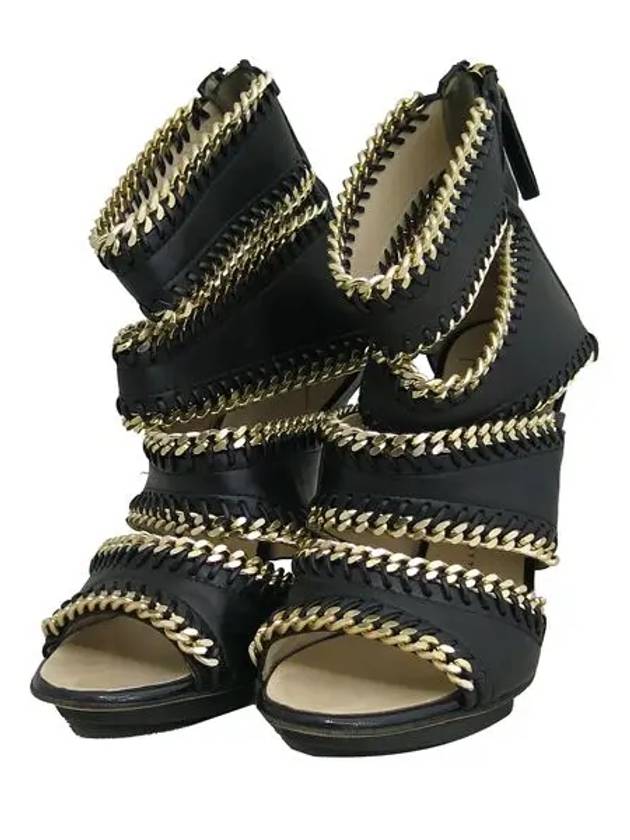 Black leather gold chain decoration women s shoes - GIUSEPPE ZANOTTI - BALAAN 2