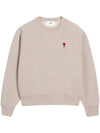 Small Heart Logo Sweatshirt Beige - AMI - BALAAN 1