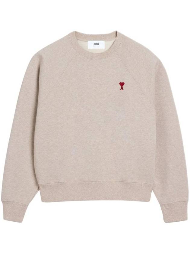 Small Heart Logo Sweatshirt Beige - AMI - BALAAN 1