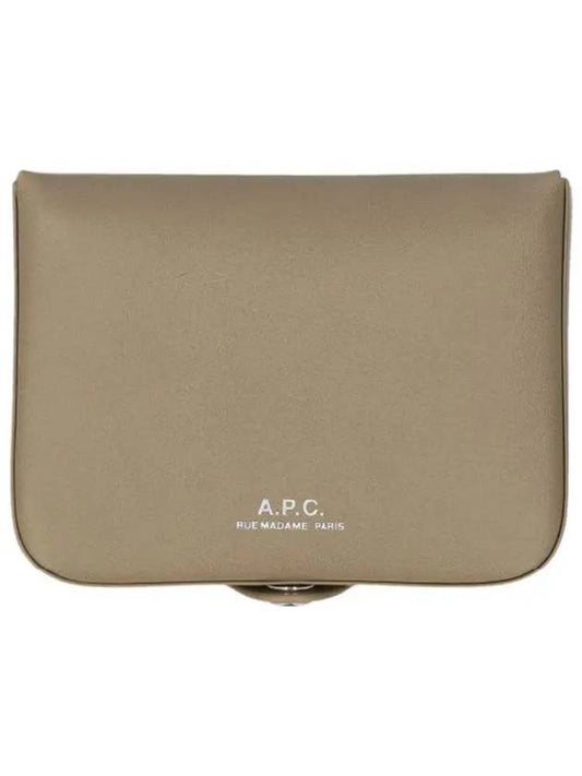 Josh Leather Coin Wallet Beige Grey - A.P.C. - BALAAN 2