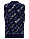 Paris Monogram Print All-Over Cotton Vest Navy - KENZO - BALAAN 3