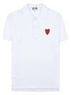 Red Double Heart Wappen Short Sleeve Polo Shirt White - COMME DES GARCONS - BALAAN 11