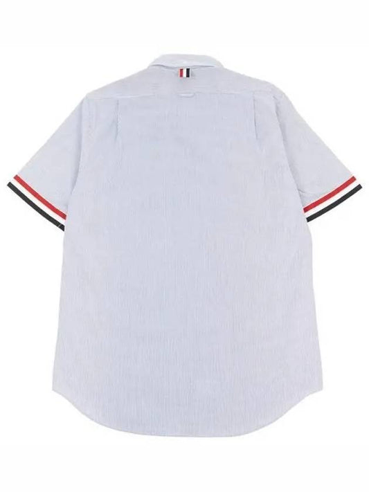 Men's Pincode Armband Short Sleeve Shirt Navy - THOM BROWNE - BALAAN 2