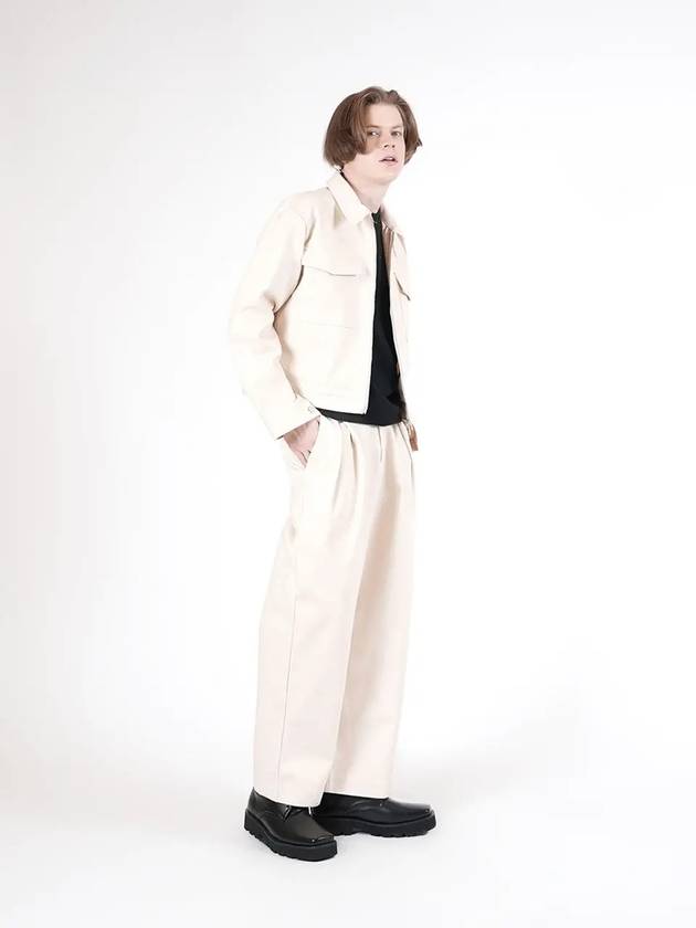 Unisex SPINPT BE One Tuck Wide Denim Pants Beige - CHANCE'S NOI - BALAAN 1