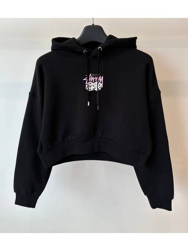 AU Australia PAIR OF DICE Crop Hooded Sweatshirt ST1M0302 Black WOMENS AU8 10 12 - STUSSY - BALAAN 1