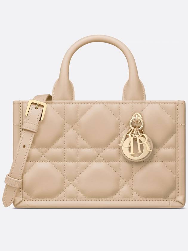 Book Tote Mini Bag Powder Beige Macro Cannage Calfskin Cross S5573OWHPM51U - DIOR - BALAAN 1