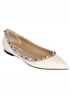 Rockstud Matte Leather Flats Ivory - VALENTINO - BALAAN.