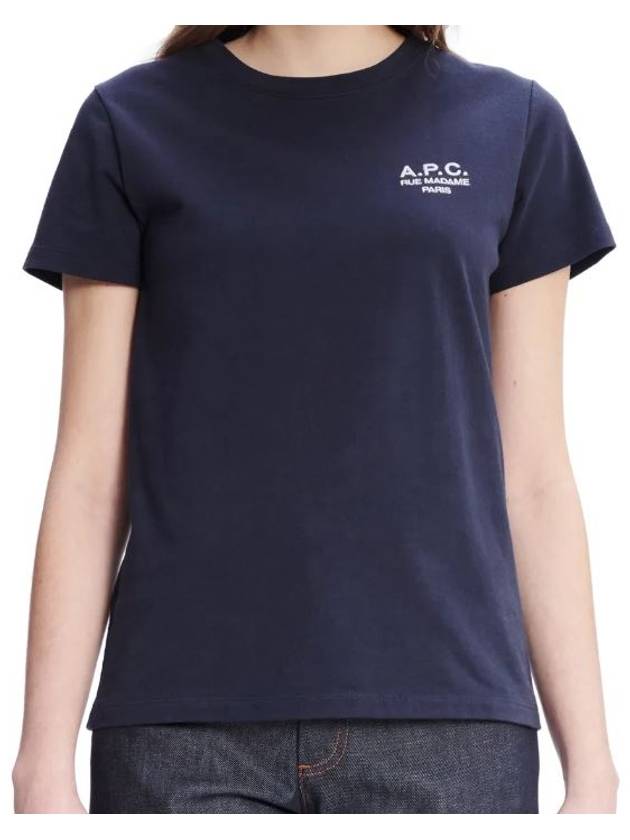 Denise Embroidered Short Sleeve T-shirt Navy - A.P.C. - BALAAN 3