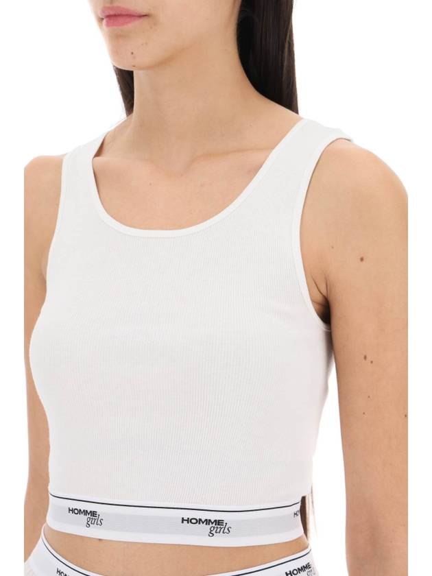 cotton crop top with logo band - HOMMEGIRLS - BALAAN 4