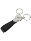 Salvatore Gancini Black Leather Key Holder Silver - SALVATORE FERRAGAMO - BALAAN.