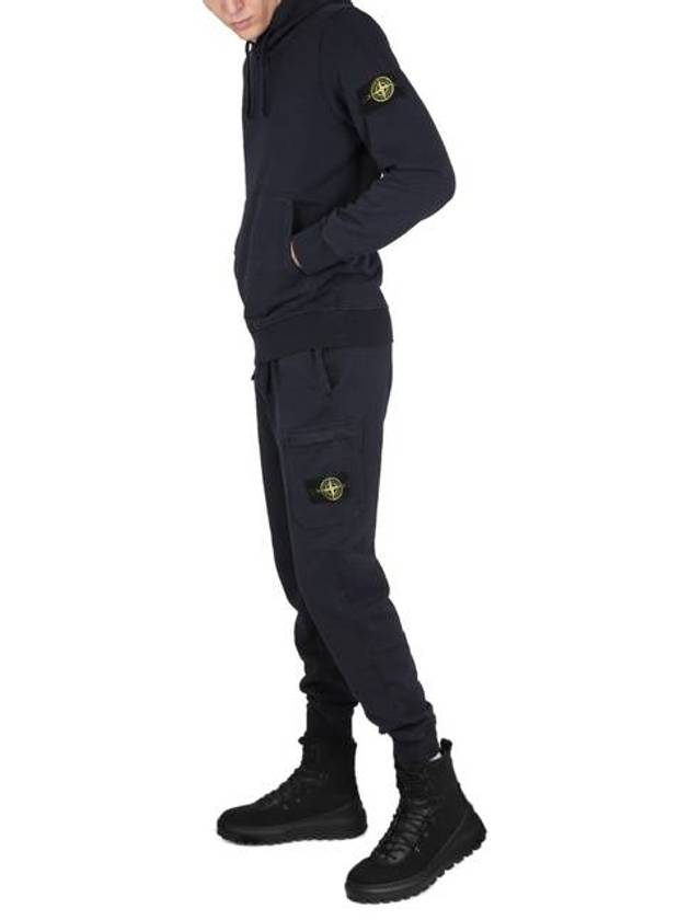 Men's Wappen Patch Cotton Fleece Track Pants Navy - STONE ISLAND - BALAAN 3