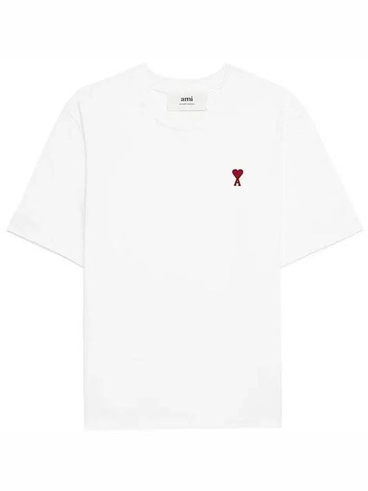 Small Heart Logo Boxy Fit Short Sleeve T-Shirt White - AMI - BALAAN 2