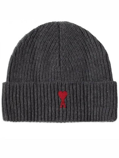 Heart Logo Wool Beanie Heather Grey - AMI - BALAAN 2