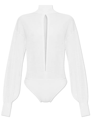 Alaïa Wool Bodysuit, Women's, Cream - ALAIA - BALAAN 1