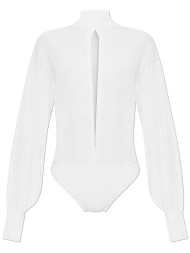 Alaïa Wool Bodysuit, Women's, Cream - ALAIA - BALAAN 1