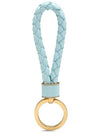 Intrecciato Lambskin Key Holder Light Blue - BOTTEGA VENETA - BALAAN 4