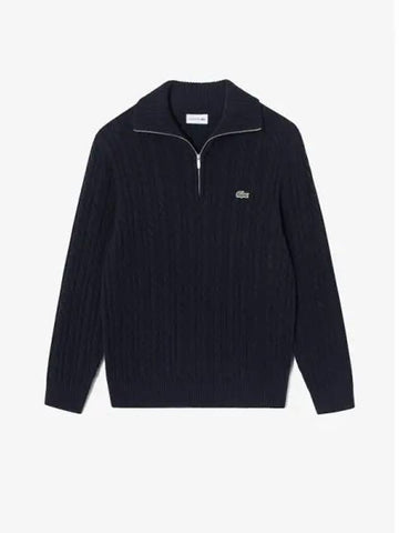 Men s cable half zip up wide collar pullover knit AH301E 54N HD domestic product GQ2N24082969908 - LACOSTE - BALAAN 1