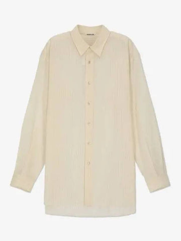 Hard Twist Stripe Shirt Light Beige A24SS01OSLIGHTBEIGESTRIPE - AURALEE - BALAAN 1