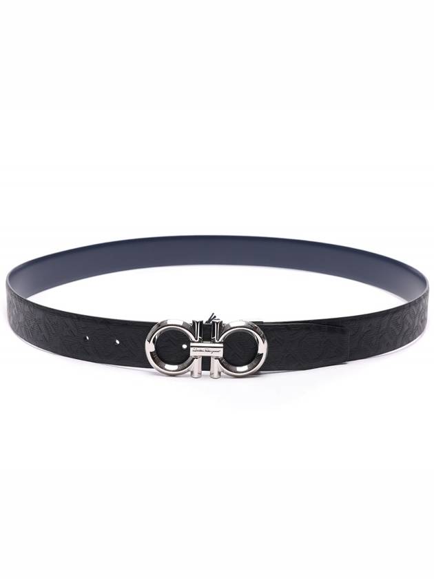 Gancini Buckle Reversible Leather Belt Navy Black - SALVATORE FERRAGAMO - BALAAN 5