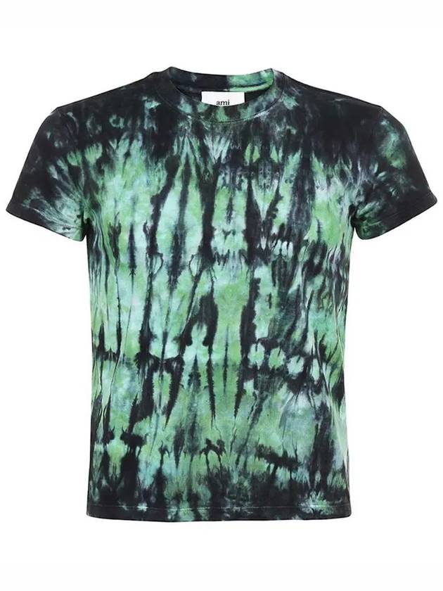 Tie Dye Short Sleeve T-Shirt Green - AMI - BALAAN 2