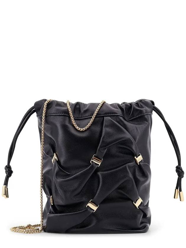 Logo Plaque Mini Drawstring Bucket Bag Black - SALVATORE FERRAGAMO - BALAAN 1