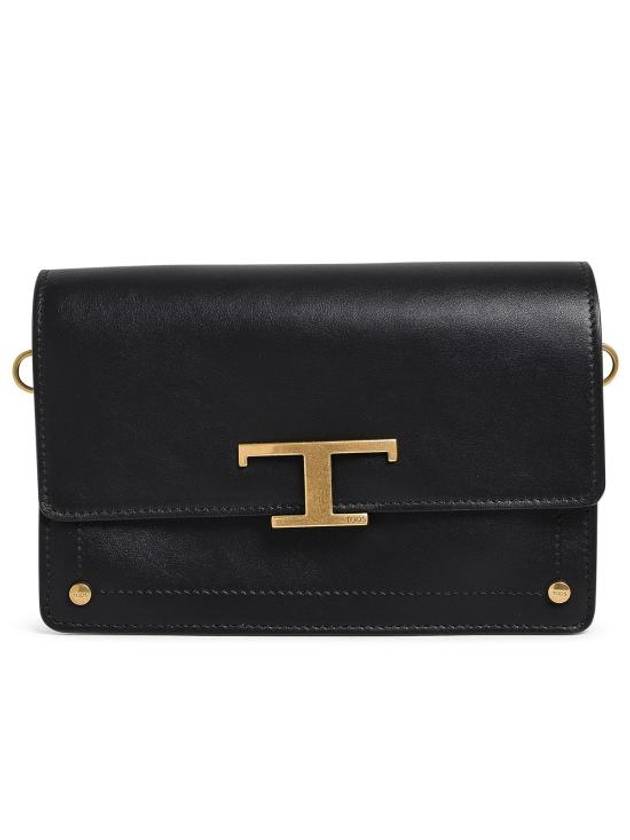 Timeless T Logo Small Satchel Shoulder Bag Black - TOD'S - BALAAN 4