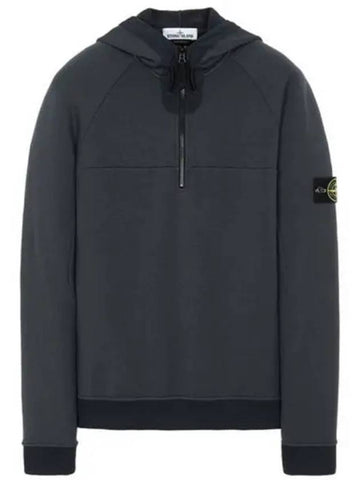 731561647 V0067 Wappen Patch Half Zip Up Hooded T Shirt Charcoal Men s TLS 271312 - STONE ISLAND - BALAAN 1